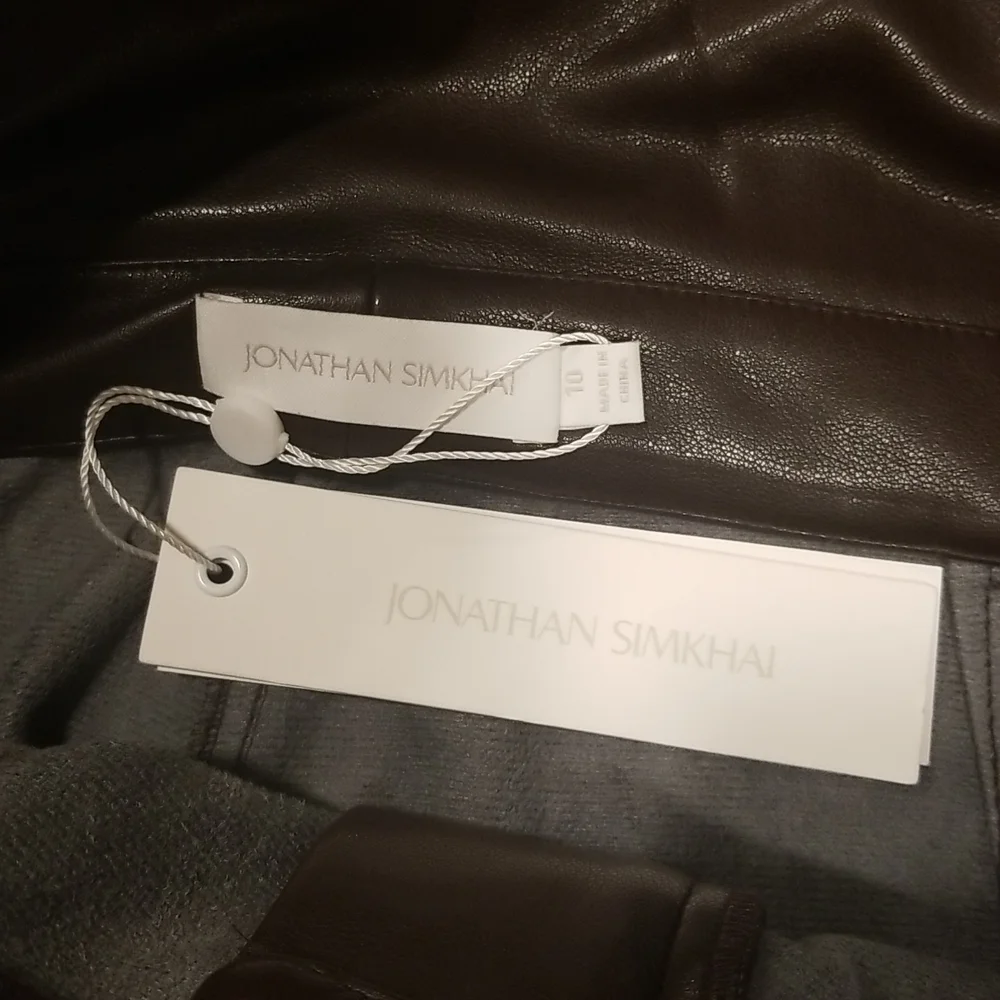 💕JONATHAN SIMKHAI💕 Mari Vegan Leather Tie Shorts Chocolate Dark Brown 10 NWT - Picture 10 of 12